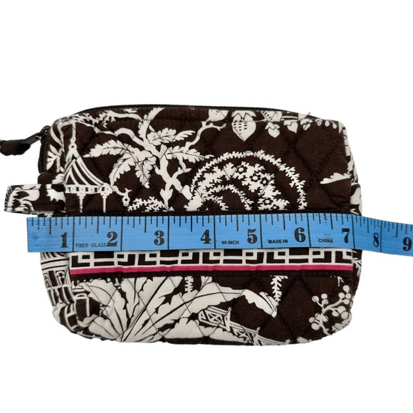 Vera Bradley Imperial Toile Cosmetic Bag Plastic Lining Brown White Pink Floral - Picture 7 of 8
